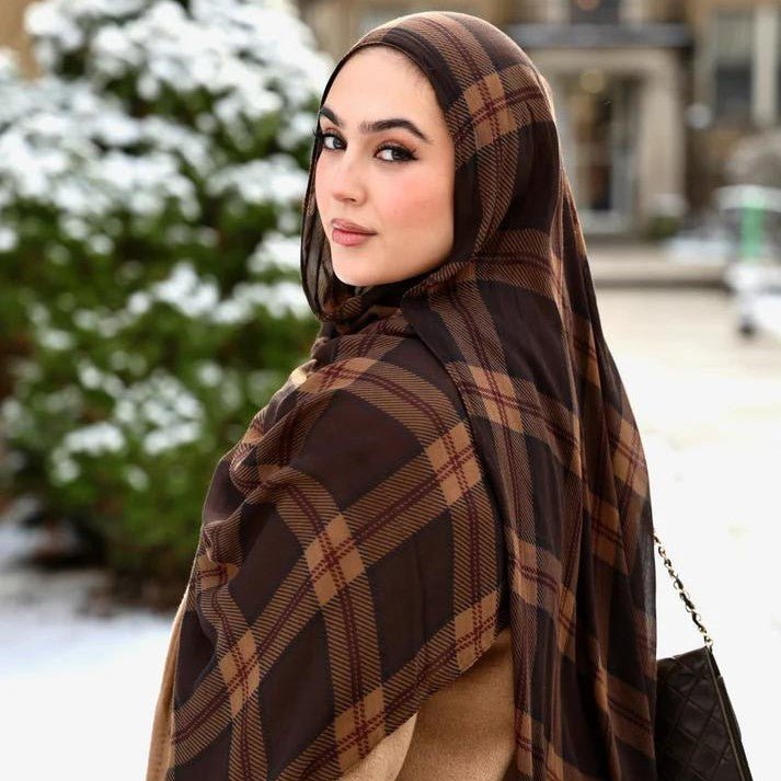 Plaid & Houndstooth Hijab Scarf (MH213)