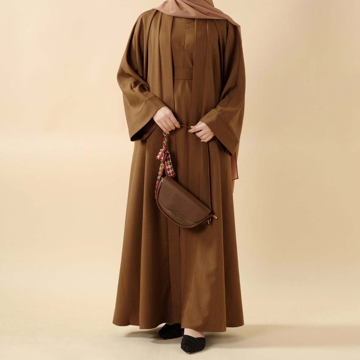 Plain Linen Abaya 3-Piece Set (MOA016)