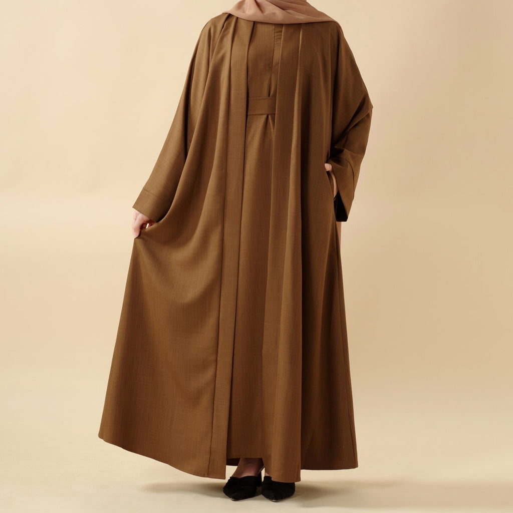 Plain Linen Abaya 3-Piece Set (MOA016)