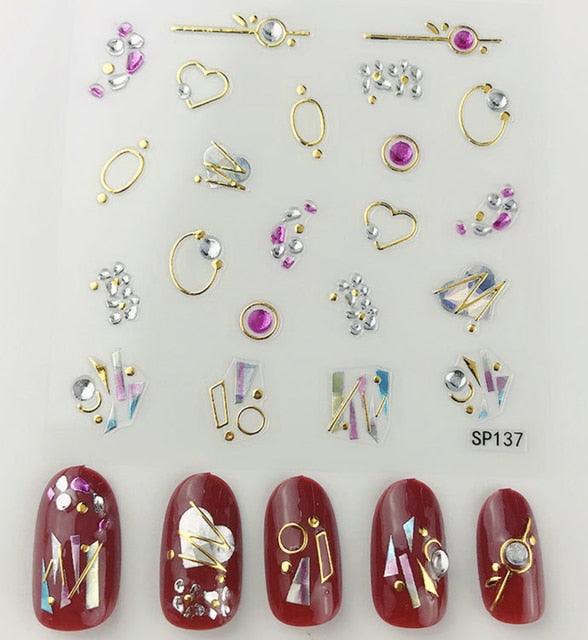 Plant Laser Abstract Lady Face Nail Decals Sliders Paper Art Decor Gel Polish Sticker Manicure Foils 3D Rhinestone Sticker Fun Nail Art Stickers Decal 3D Self-Adhesive Abstract Face Curve Graffiti Nail Design for Acrylic Nail Supplies