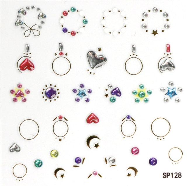 Plant Laser Abstract Lady Face Nail Decals Sliders Paper Art Decor Gel Polish Sticker Manicure Foils 3D Rhinestone Sticker Fun Nail Art Stickers Decal 3D Self-Adhesive Abstract Face Curve Graffiti Nail Design for Acrylic Nail Supplies