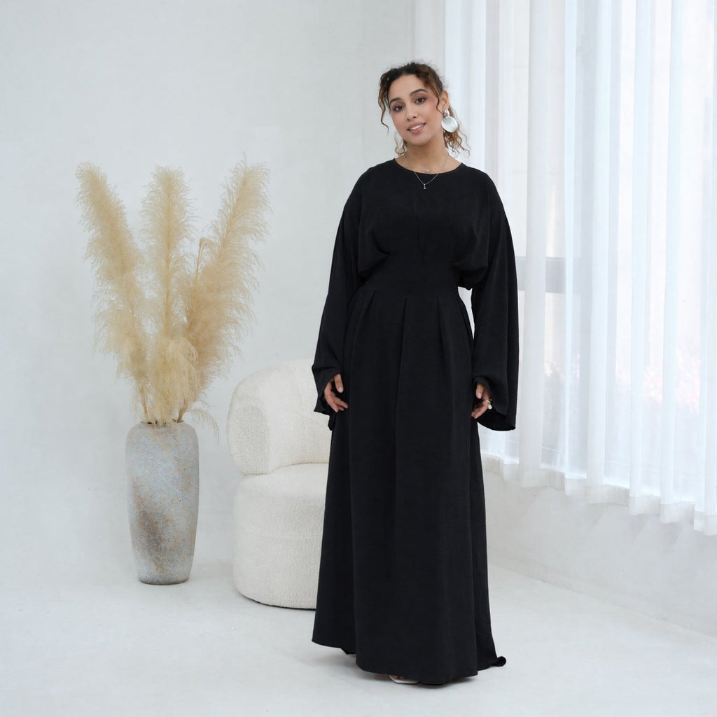 Pleated Batwing Sleeve Maxi Dress(MS453)