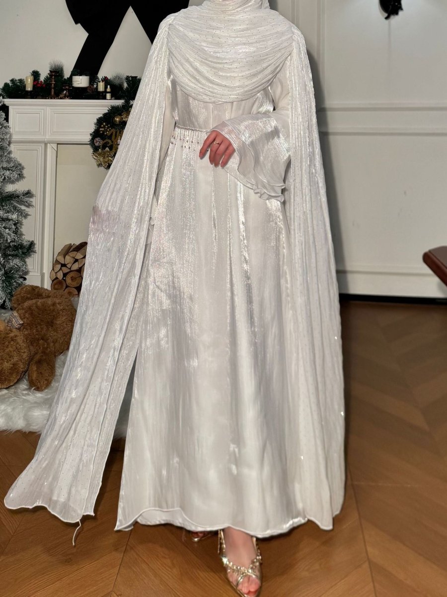 Pleated Cape Sleeve Abaya Maxi Dress(MA430)