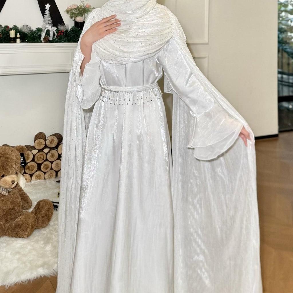 Pleated Cape Sleeve Abaya Maxi Dress(MA430)