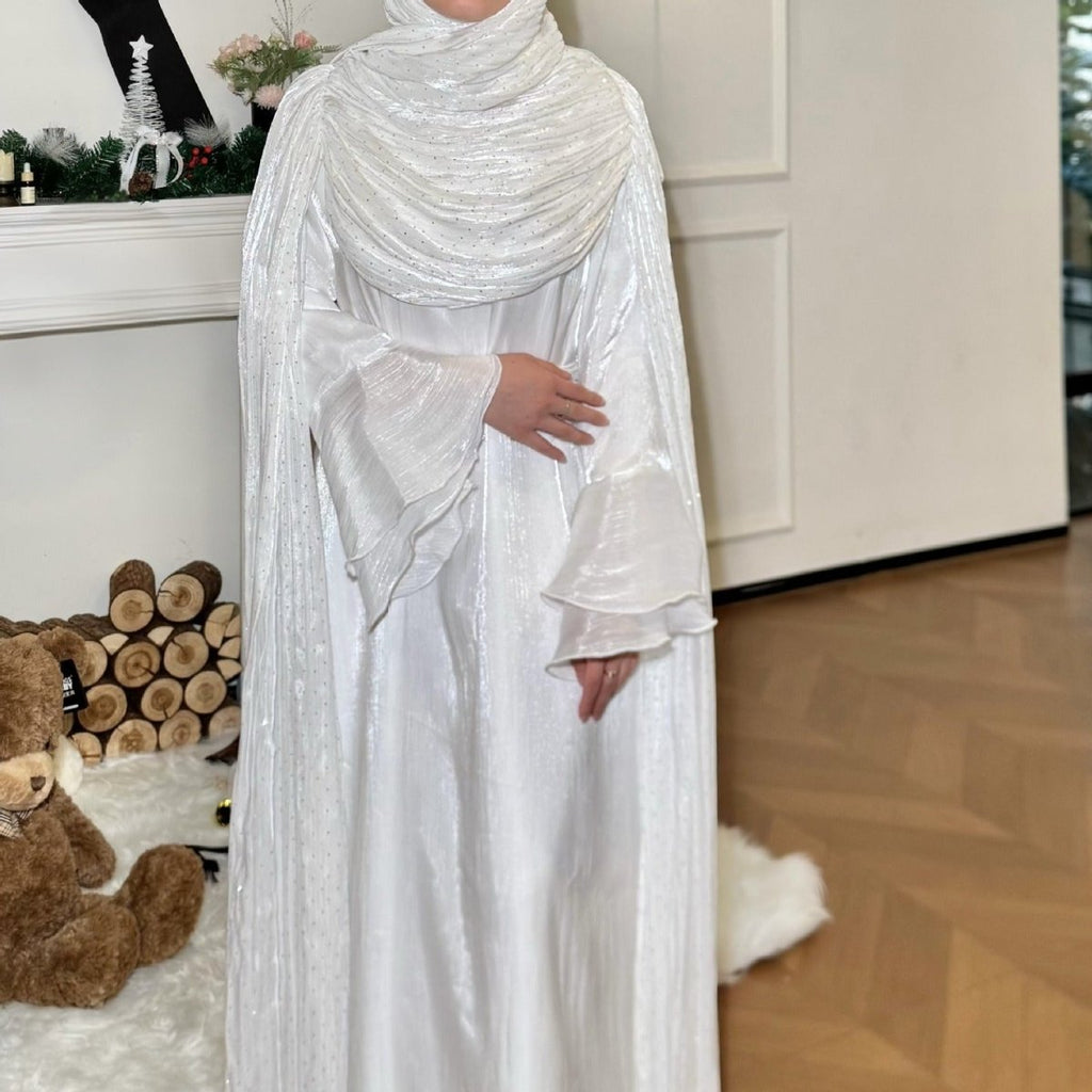 Pleated Cape Sleeve Abaya Maxi Dress(MA430)