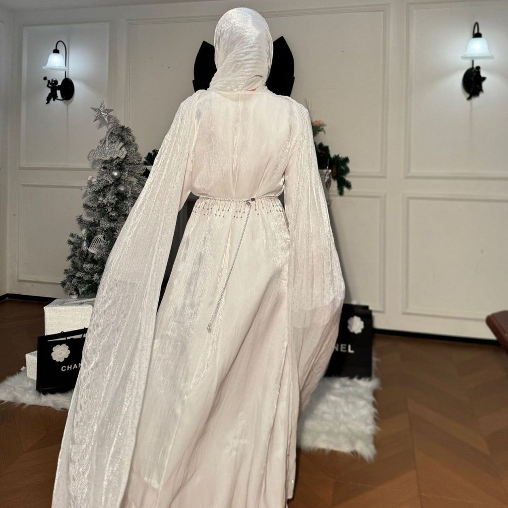 Pleated Cape Sleeve Abaya Maxi Dress(MA430)
