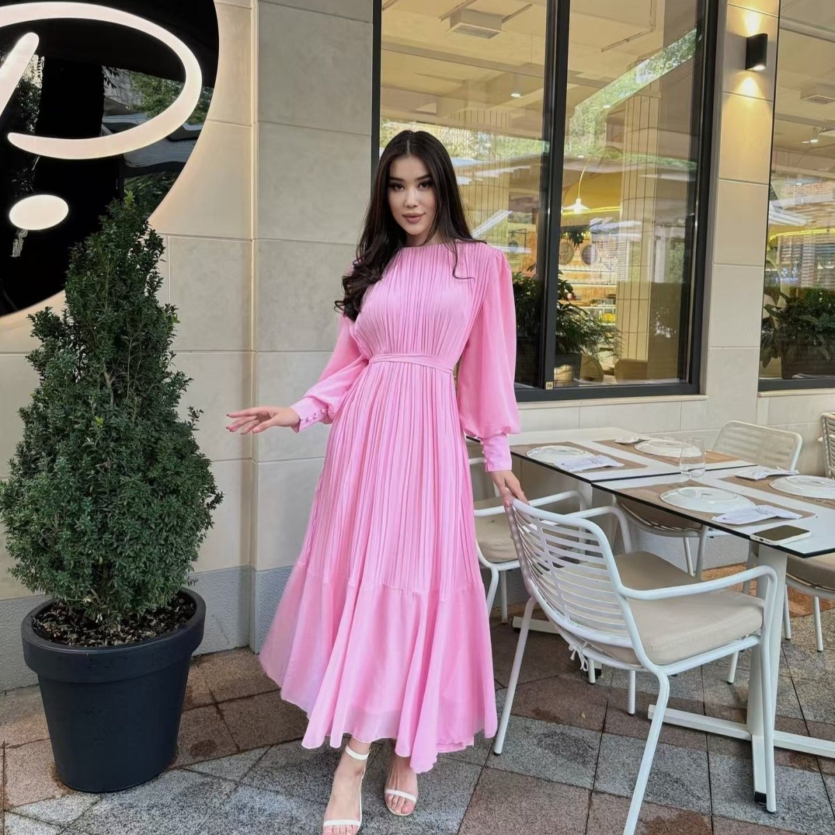 Pleated Tiered Maxi Dress(MS466)