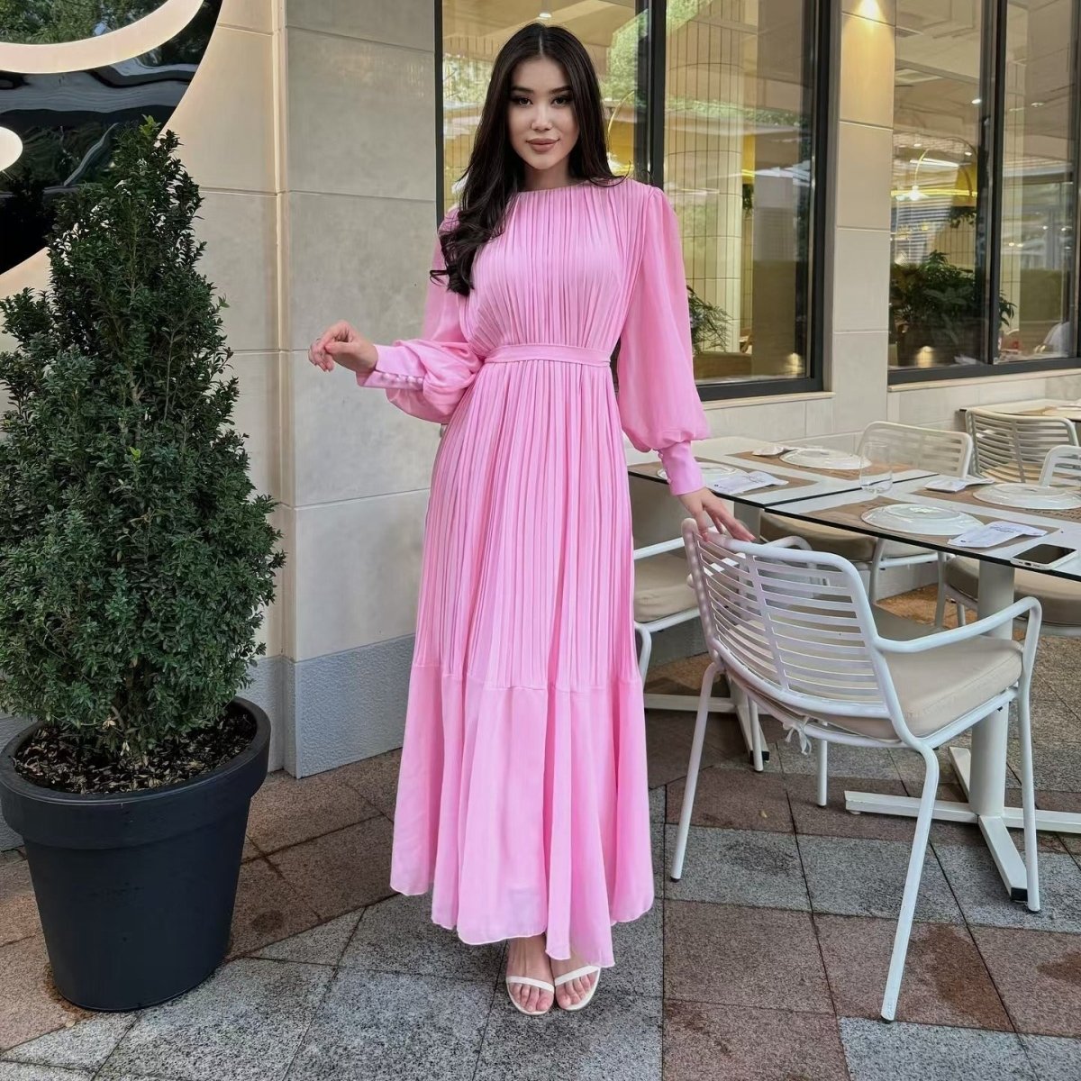 Pleated Tiered Maxi Dress(MS466)
