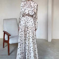 Polka Dot Satin Maxi Dress(MS449)