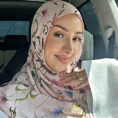 Poly-Cotton Floral Print Hijab Scarf(MH226)