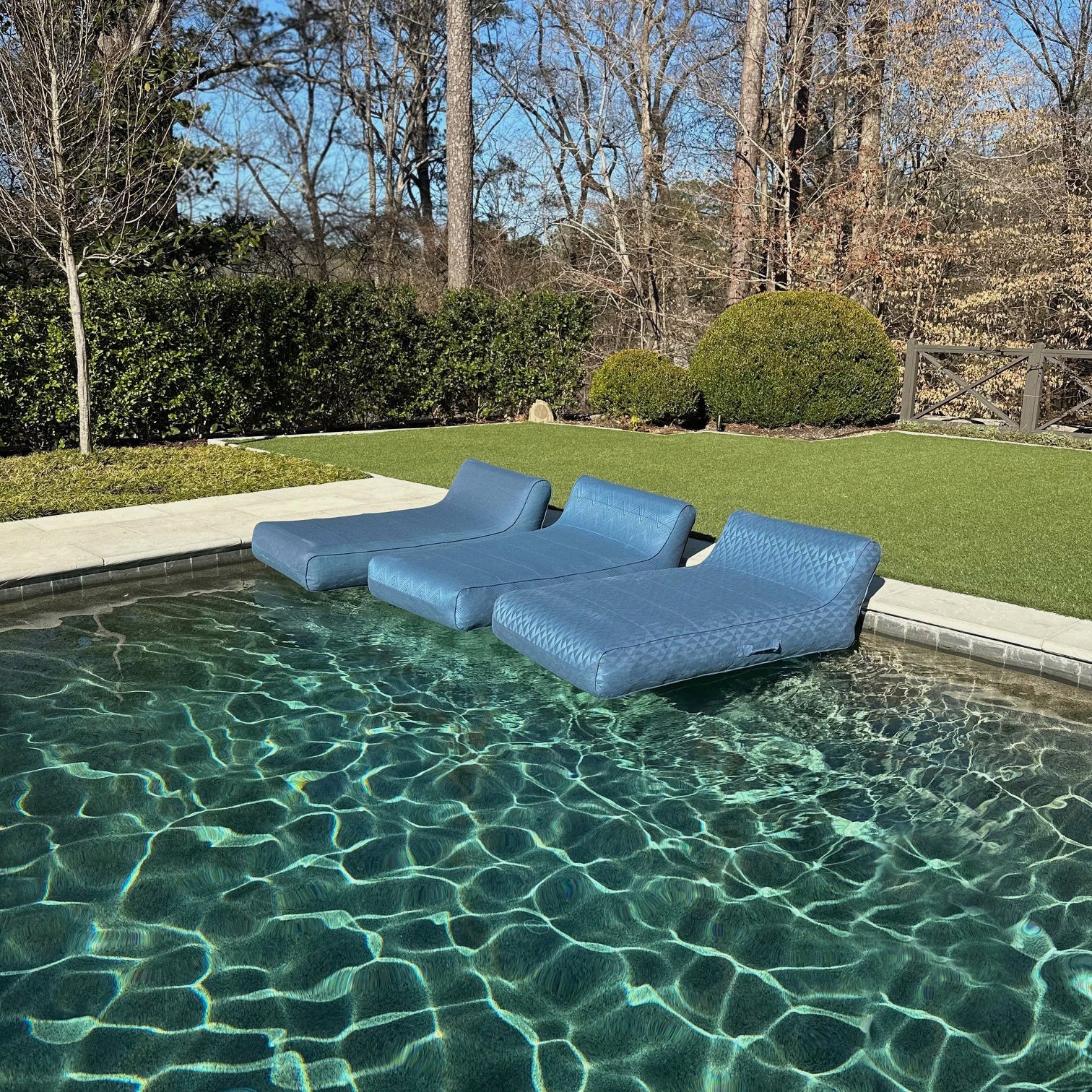 Luxe Linen-Like Inflatable Pool Lounge-Marine Abstract