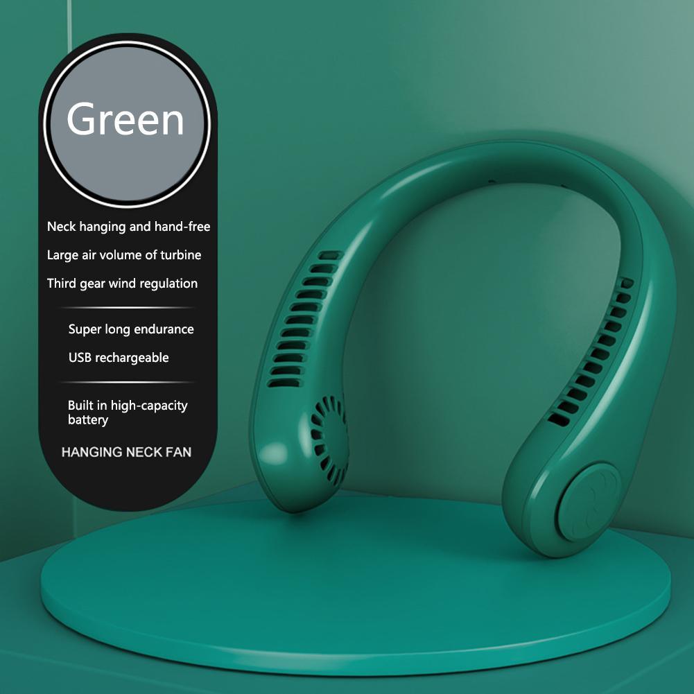 Portable Neck Fan USB Handheld Mute LED Digital Display Leafless Mini Electric Fan Colorful Atmosphere Lights 5th Gear For Rechargeable Personal Wearable Fan with Colorful Flashlight LED Digital Display And Low Noise