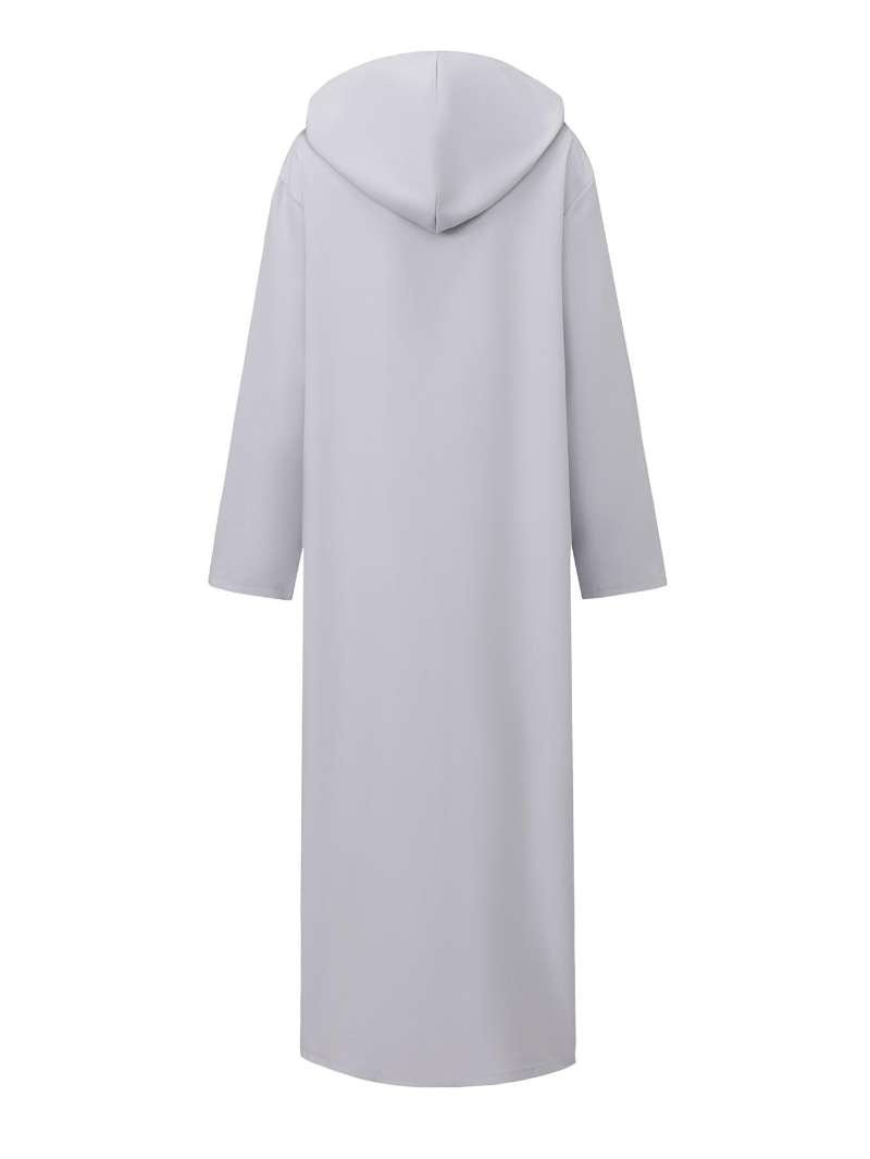 Premium Black Hooded Long Modest Muslim Robe Thobe for Men (MT029)