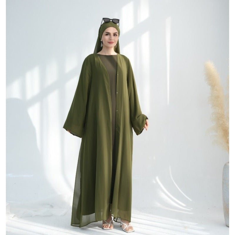 Premium Chiffon 3-Piece Set Abaya(MOA231)