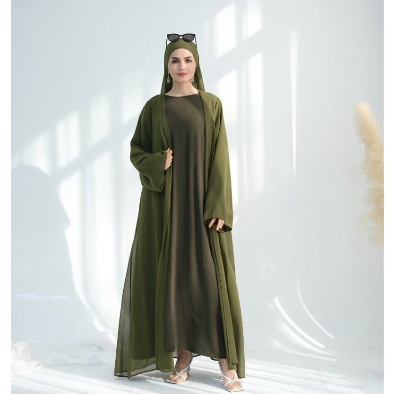 Premium Chiffon 3-Piece Set Abaya(MOA231)