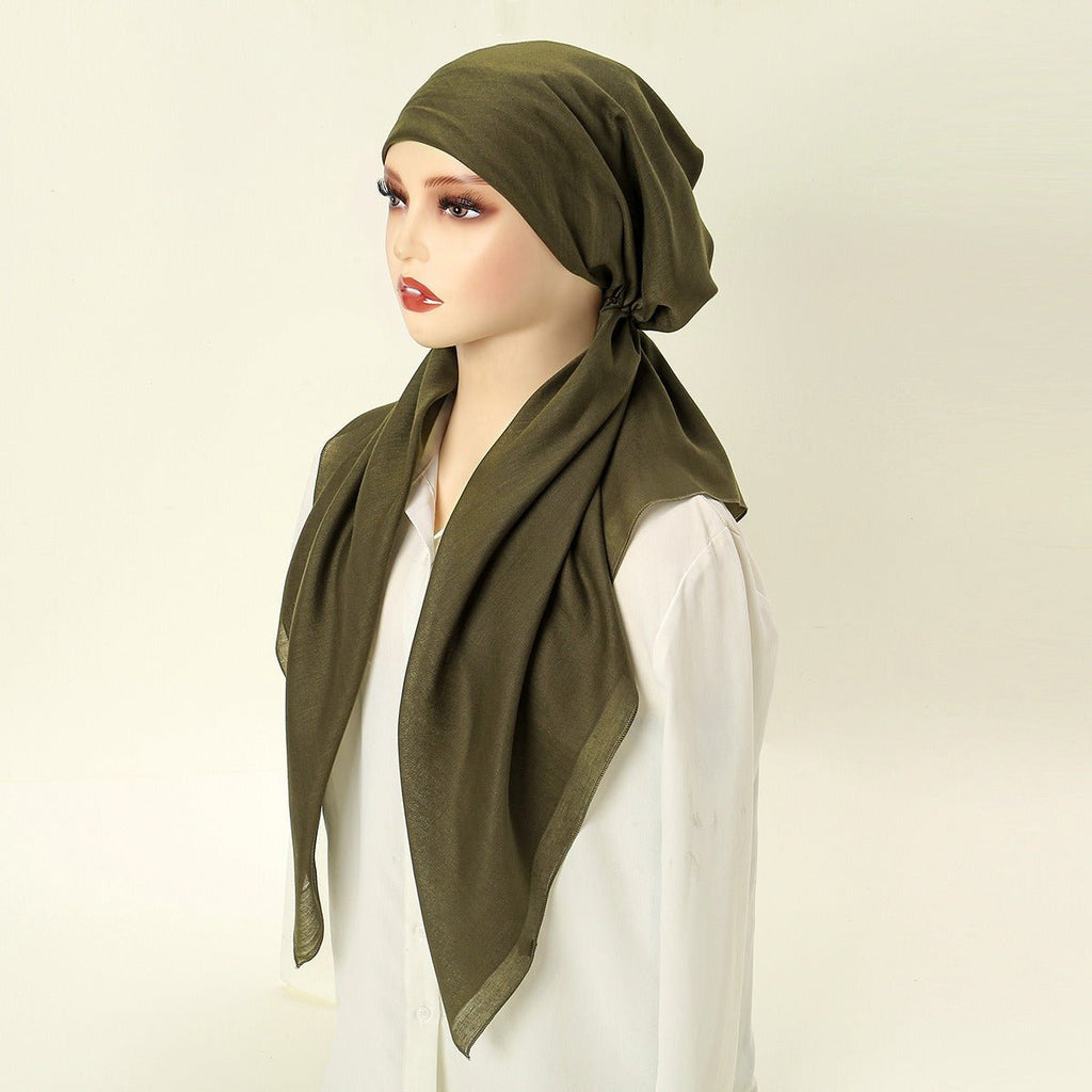 Premium Elastic Turban Caps Triangle Headwrap with Two-Tail Pullover Design (MH118)