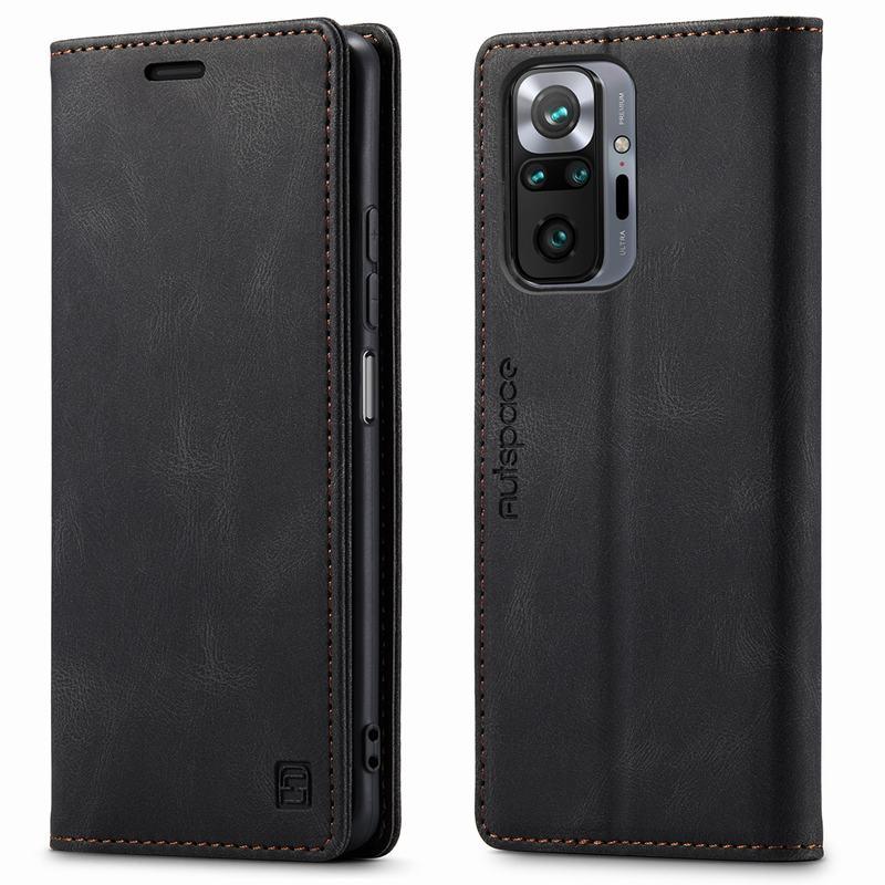 Premium Leather PU Flip Case Magnetic Flip Case Card Slot Silicone Bumper Protective Case For Xiaomi Redmi Note 10 Case Flip Matte Leather Cover For Redmi Note 10 s Por Max 10s Case Luxury Wallet Strong Magnetic Cover
