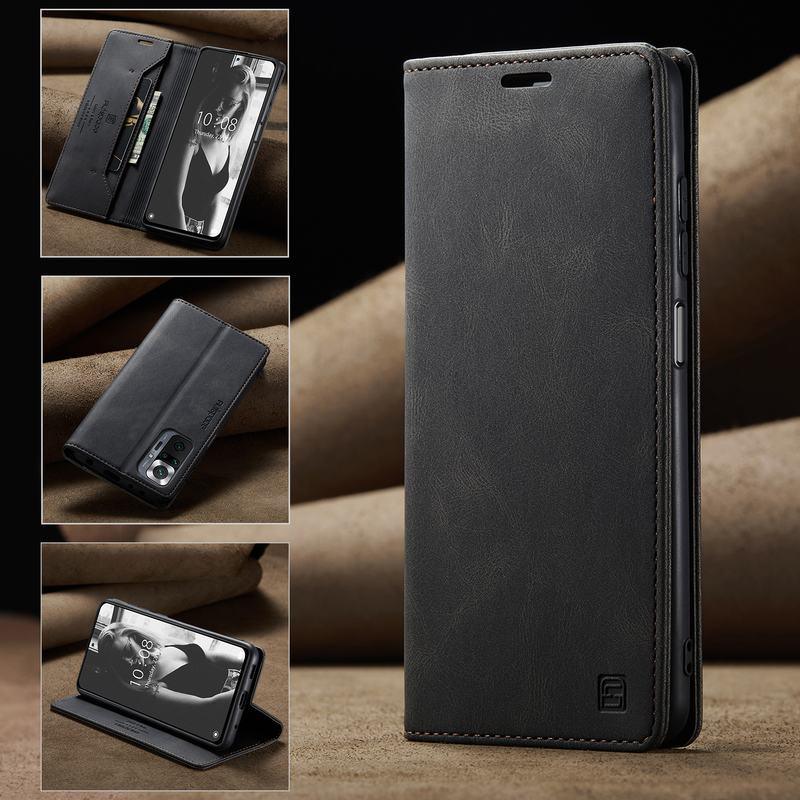 Premium Leather PU Flip Case Magnetic Flip Case Card Slot Silicone Bumper Protective Case For Xiaomi Redmi Note 10 Case Flip Matte Leather Cover For Redmi Note 10 s Por Max 10s Case Luxury Wallet Strong Magnetic Cover