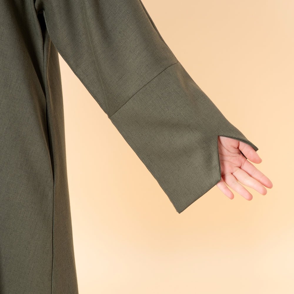 Premium Linen Effect Pullover Abaya with Pockets (MA341)