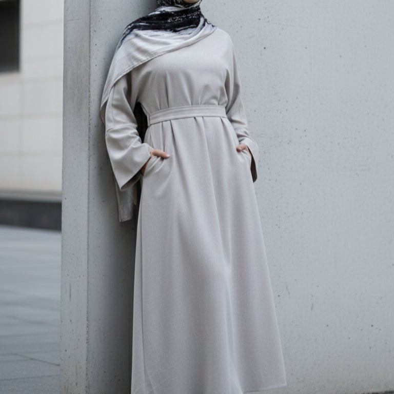 Premium Linen Effect Pullover Abaya with Pockets (MA341)