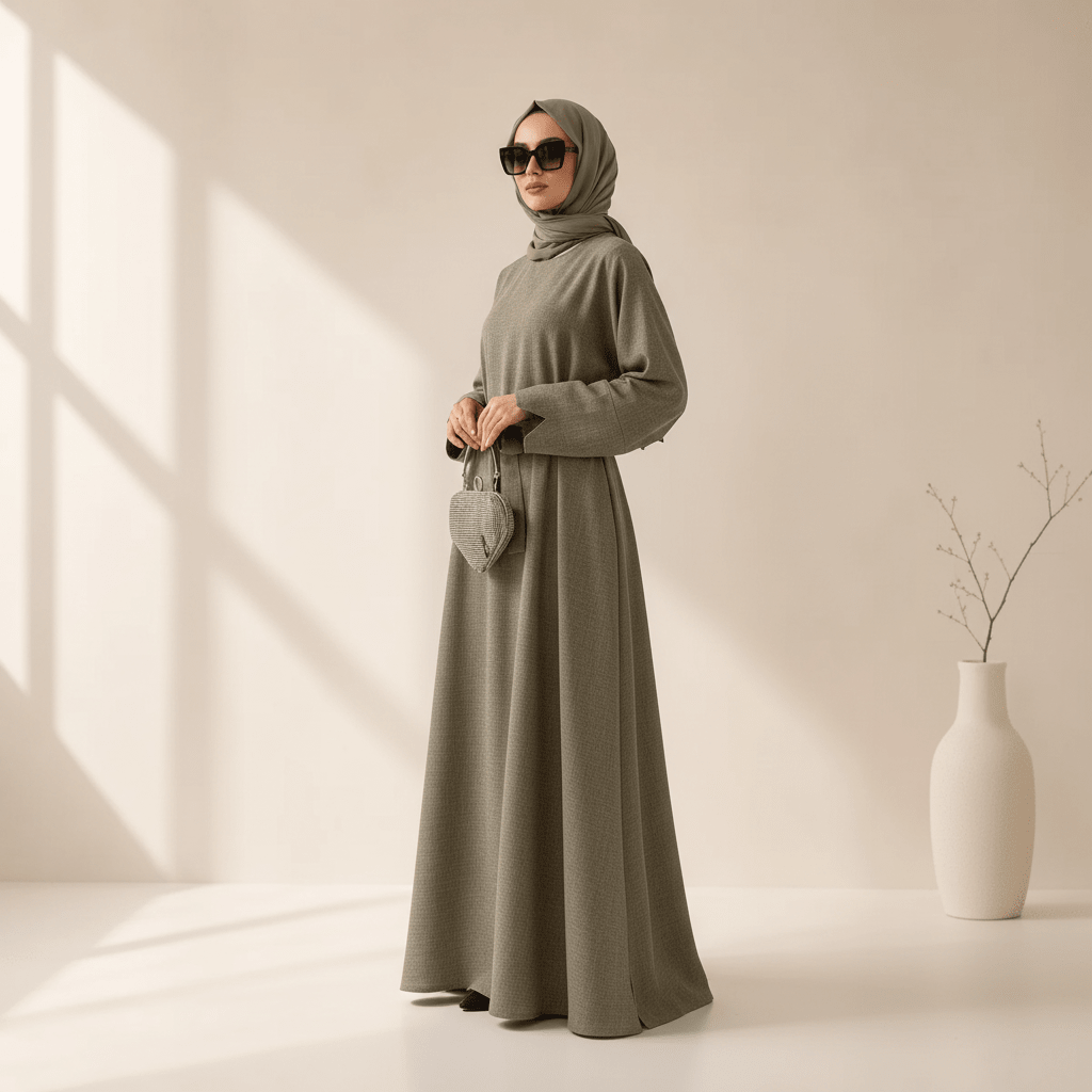 Premium Linen Effect Pullover Abaya with Pockets (MA341)