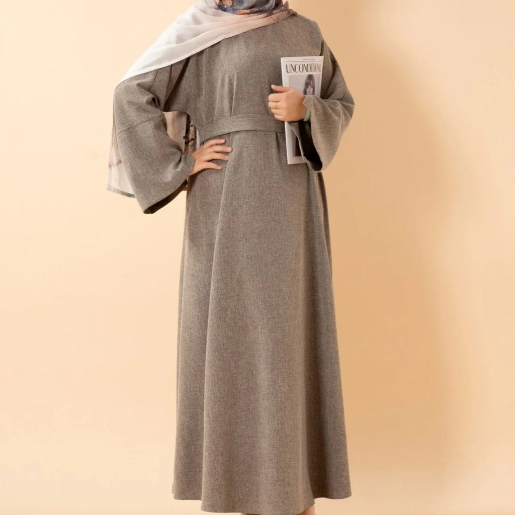 Premium Linen Effect Pullover Abaya with Pockets (MA341)