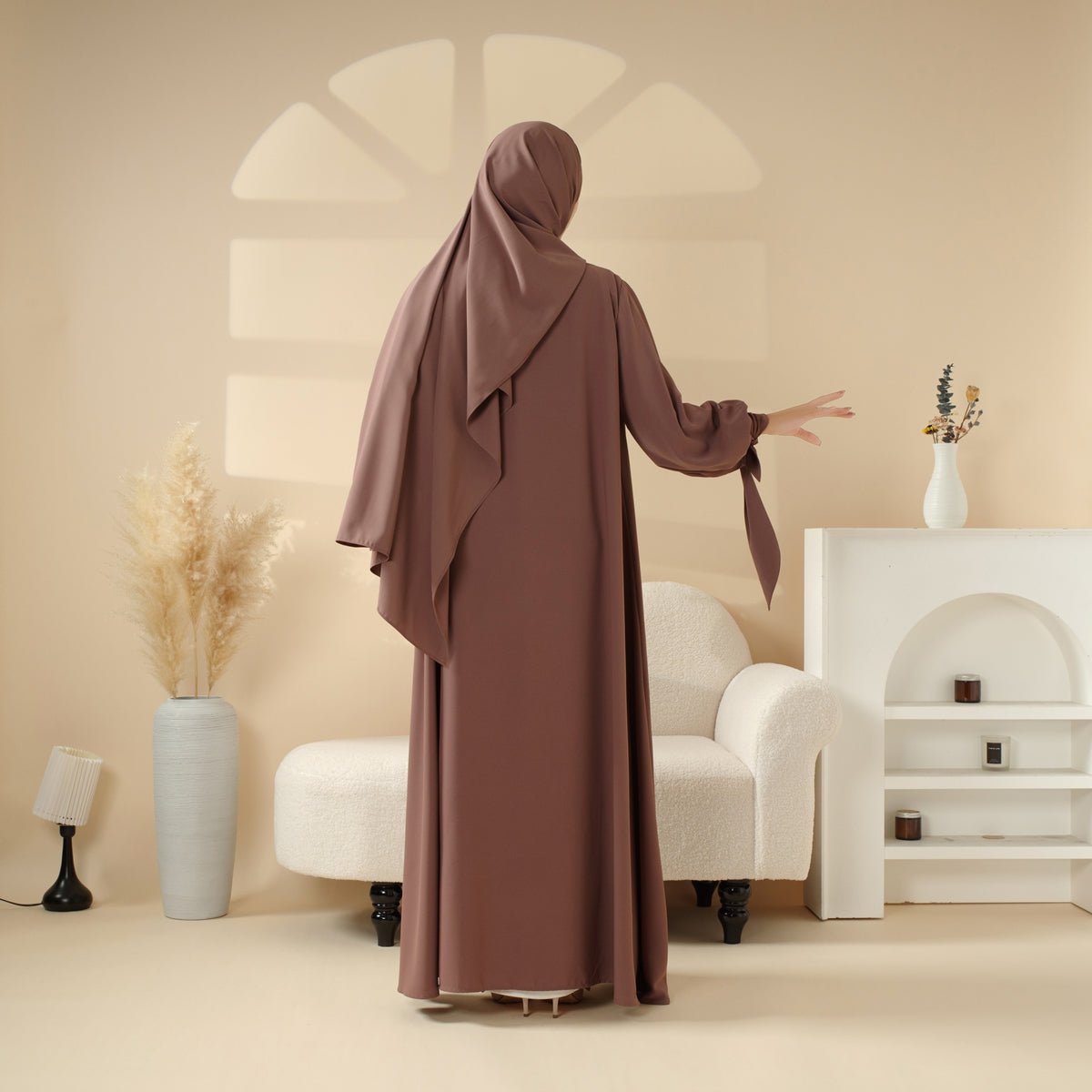 Premium Ribbon Sleeve Abaya: An Elegant Four-piece Abaya Set (MOA105)