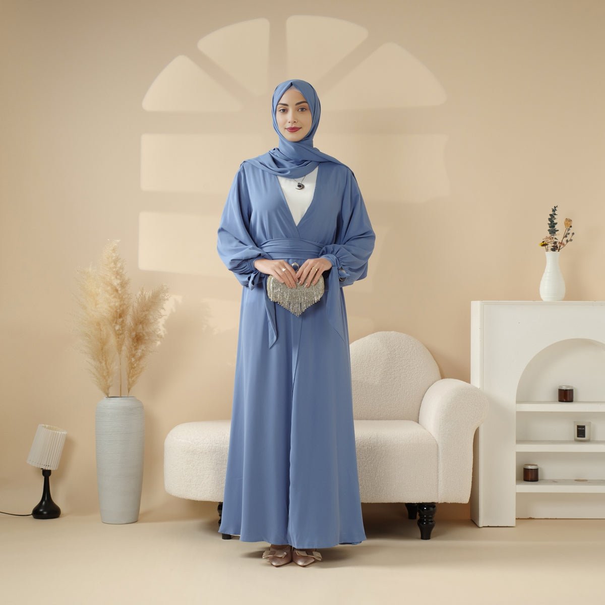 Premium Ribbon Sleeve Abaya: An Elegant Four-piece Abaya Set (MOA105)