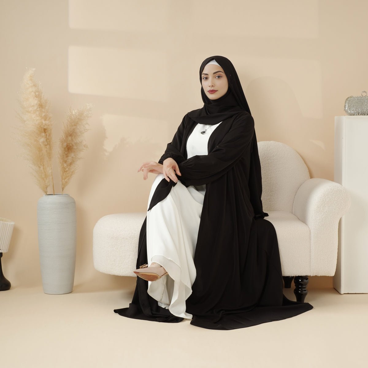Premium Ribbon Sleeve Abaya: An Elegant Four-piece Abaya Set (MOA105)