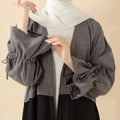 Princess Style Open Abaya | 2-Tone Contrast Ruffle Sleeves Abaya (MOA126)