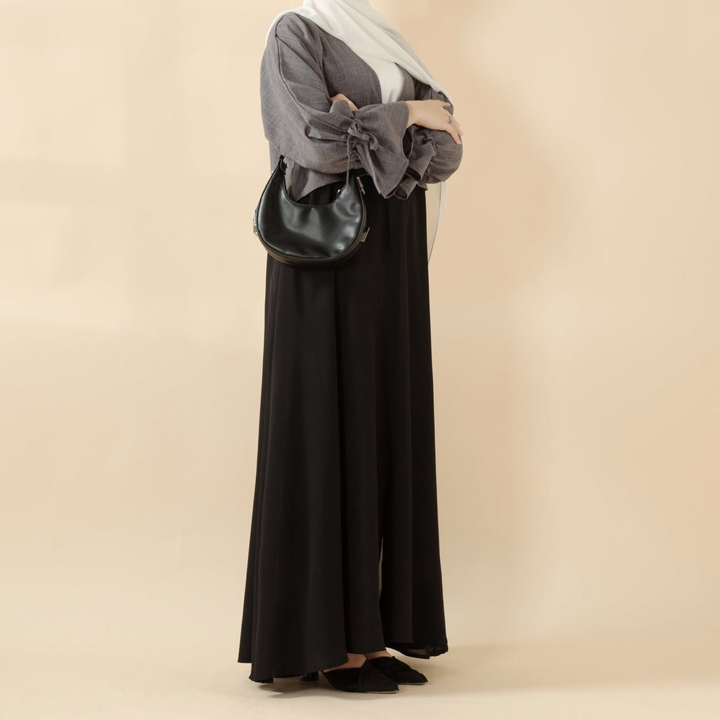 Princess Style Open Abaya | 2-Tone Contrast Ruffle Sleeves Abaya (MOA126)