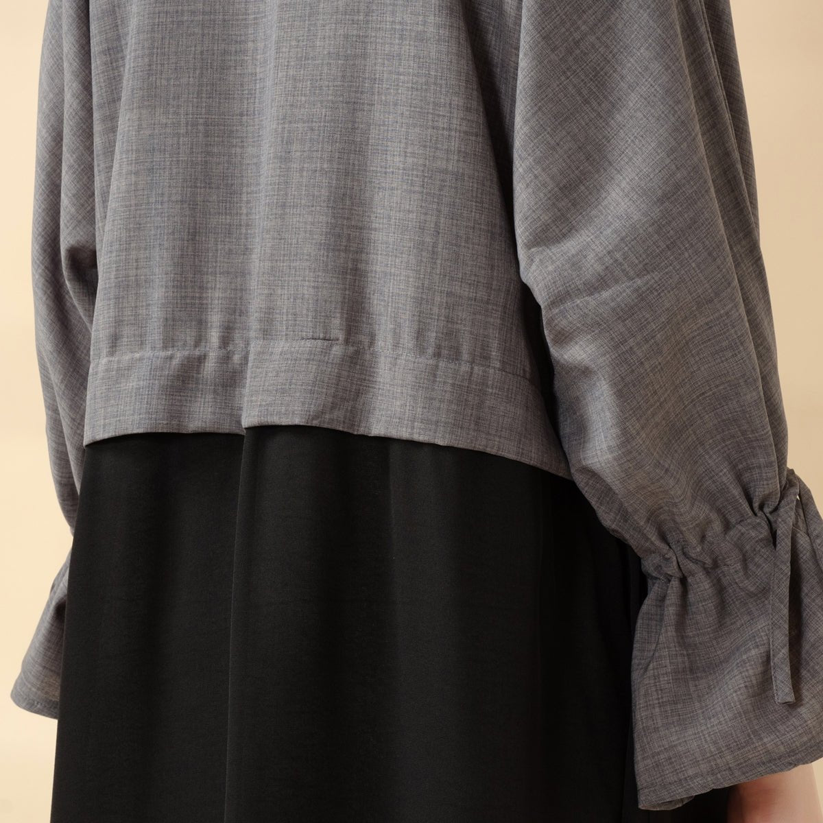 Princess Style Open Abaya | 2-Tone Contrast Ruffle Sleeves Abaya (MOA126)