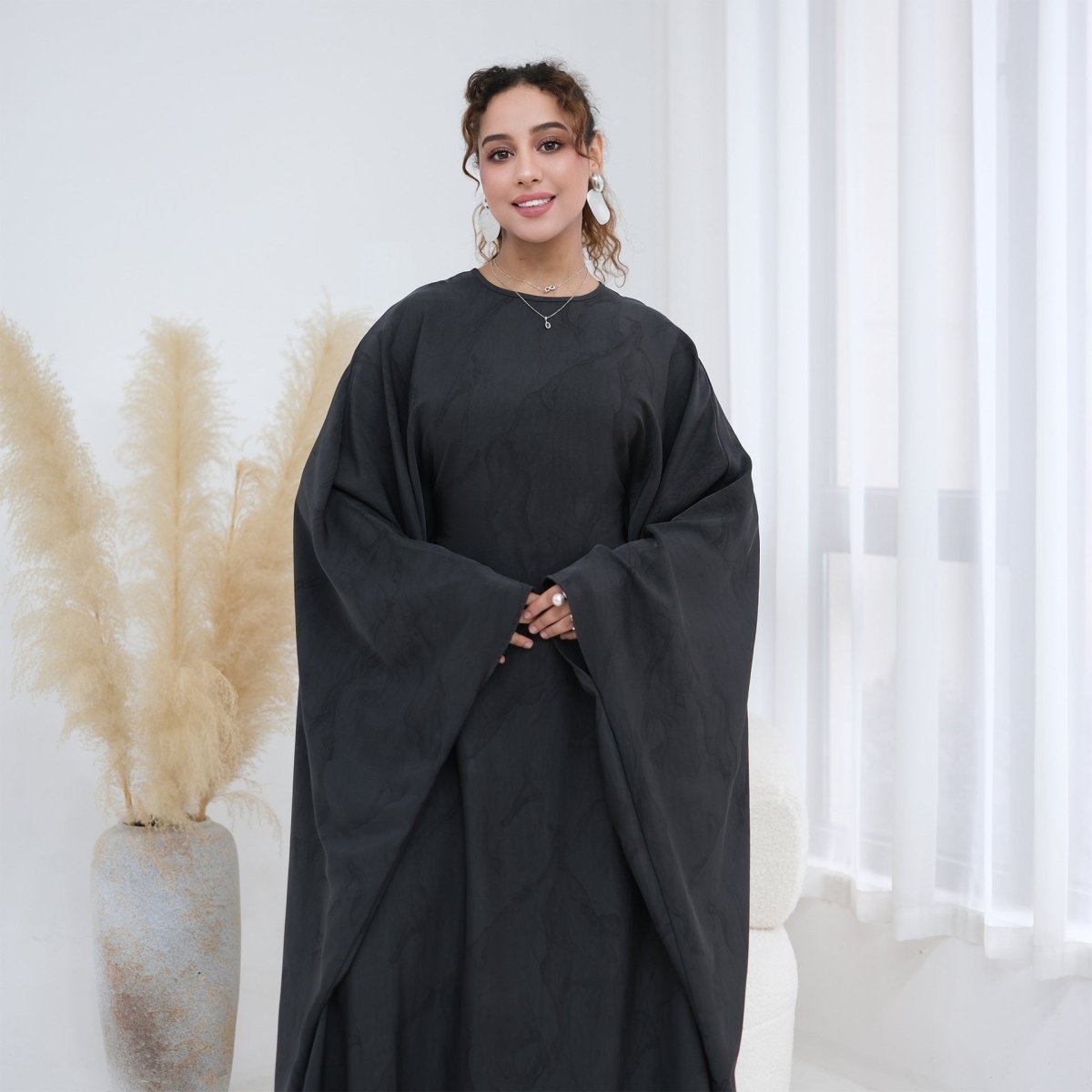 Print Batwing Sleeve Maxi Dress(MA446)