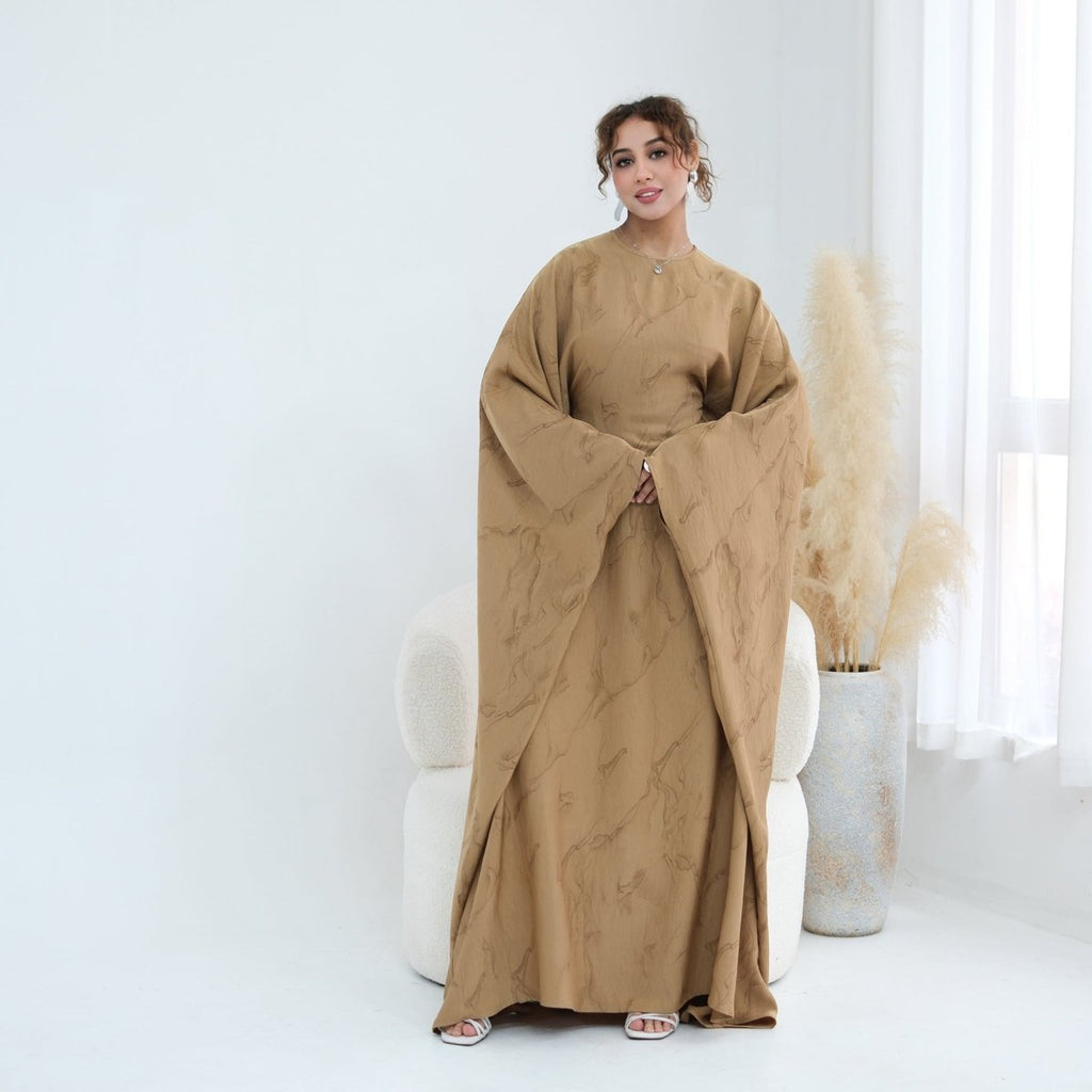Print Batwing Sleeve Maxi Dress(MA446)