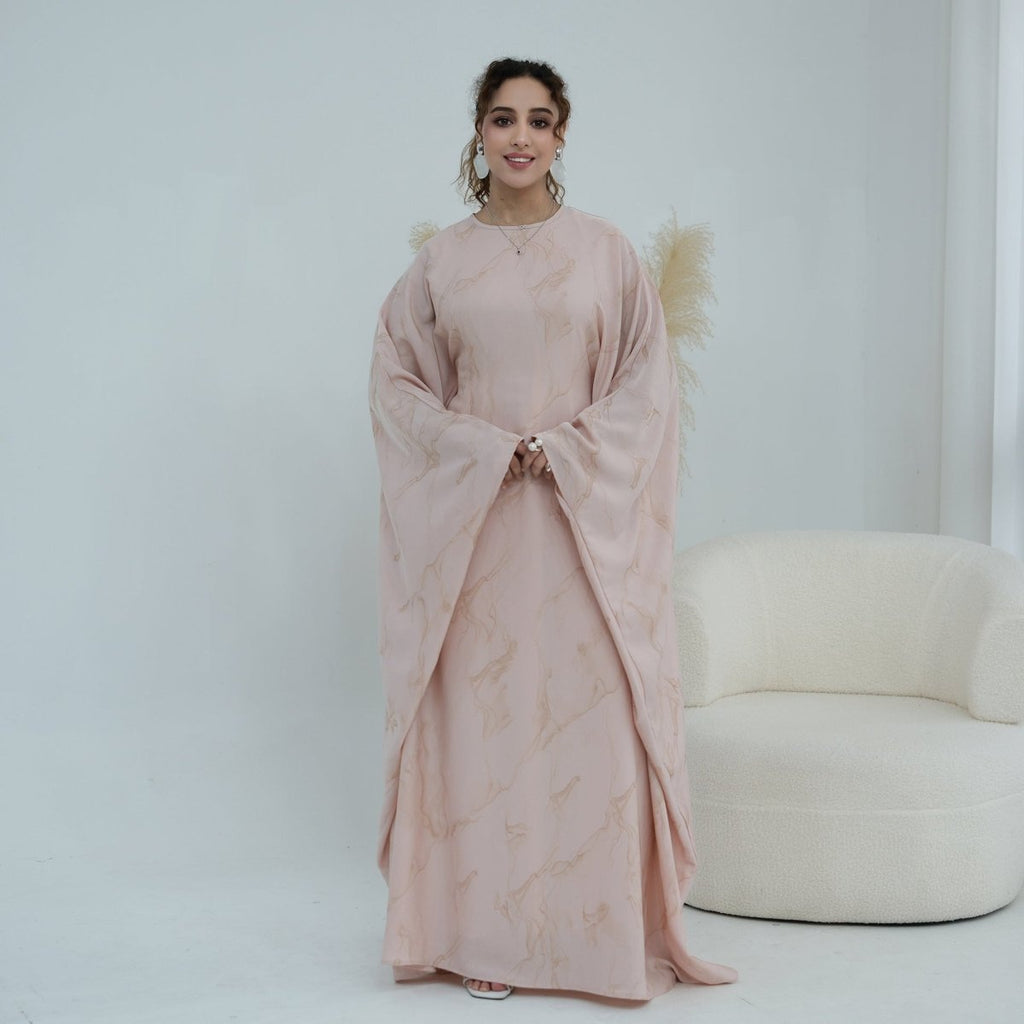 Print Batwing Sleeve Maxi Dress(MA446)