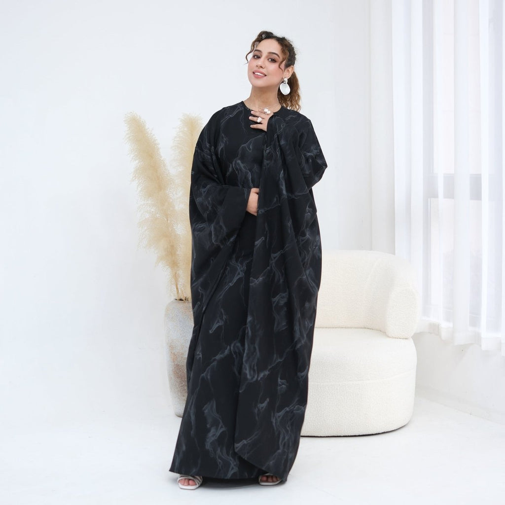 Print Batwing Sleeve Maxi Dress(MA446)
