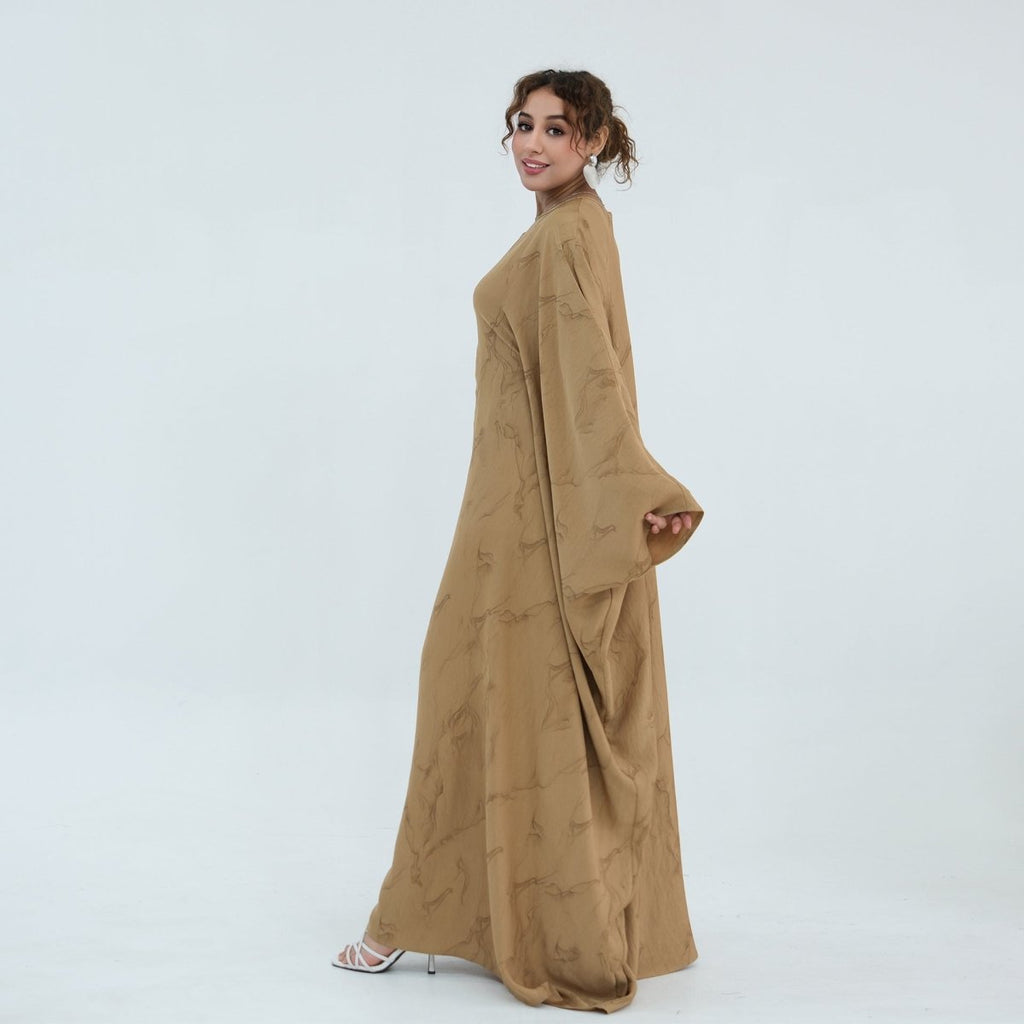 Print Batwing Sleeve Maxi Dress(MA446)