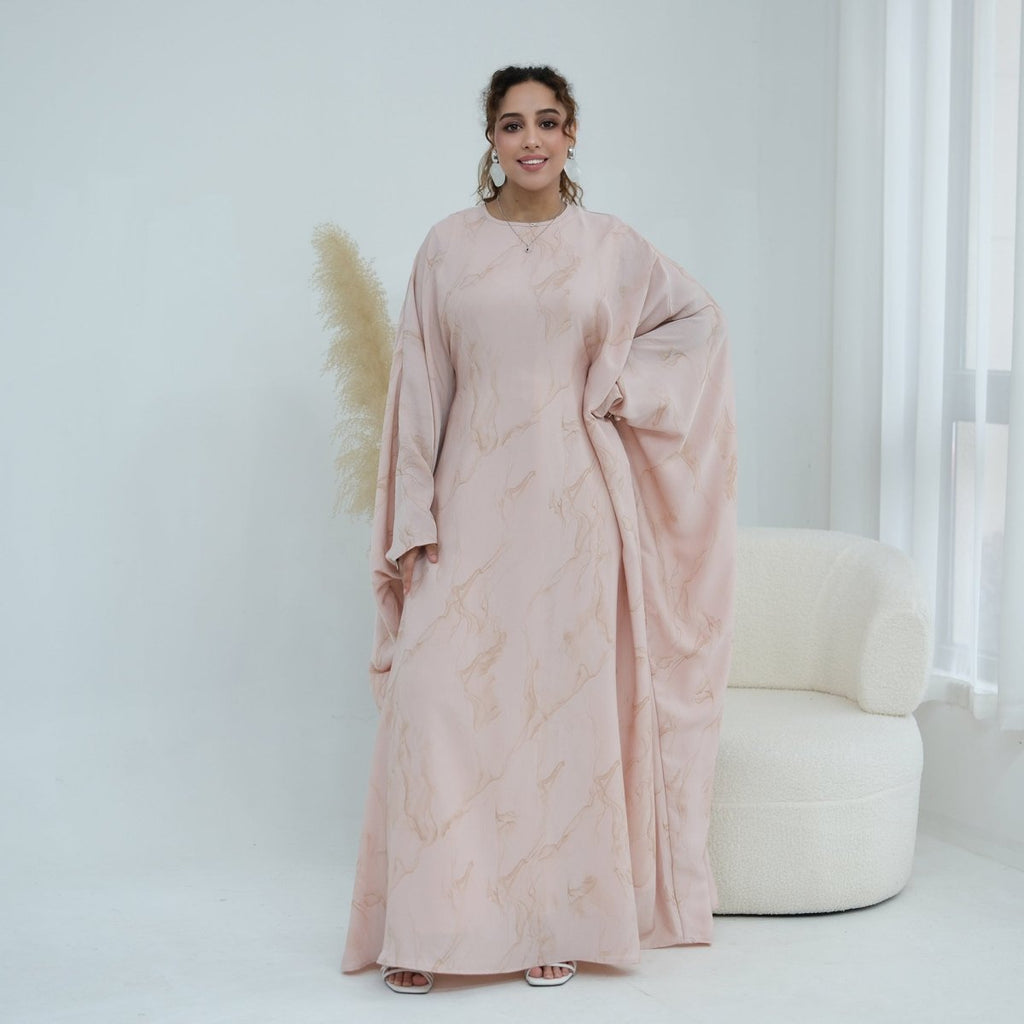 Print Batwing Sleeve Maxi Dress(MA446)