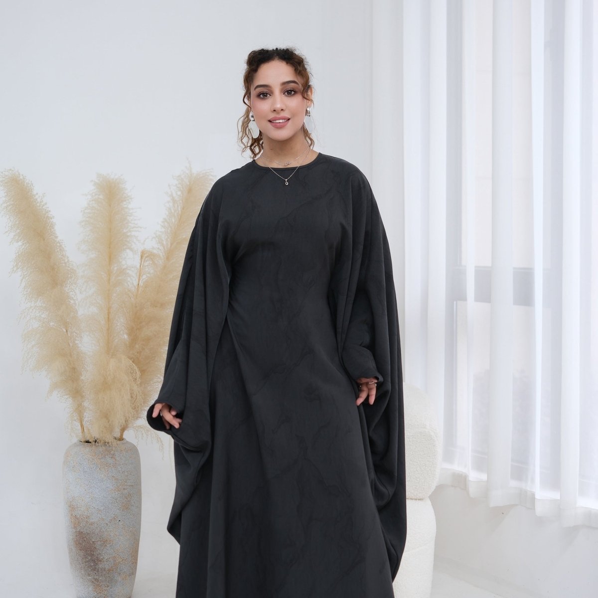 Print Batwing Sleeve Maxi Dress(MA446)