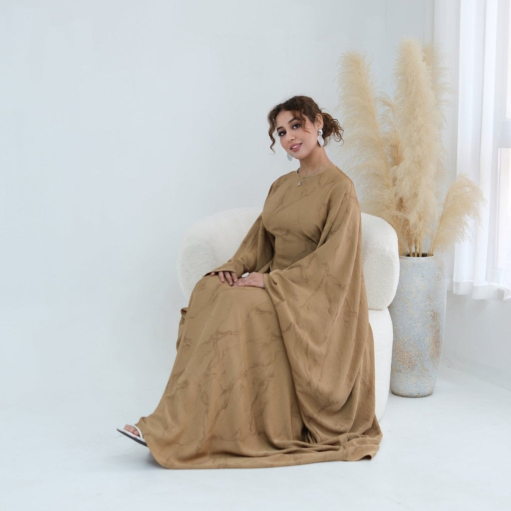 Print Batwing Sleeve Maxi Dress(MA446)