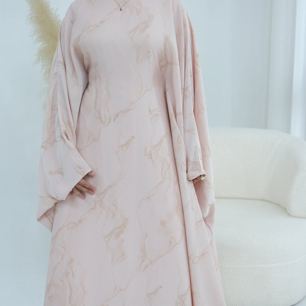Print Batwing Sleeve Maxi Dress(MA446)