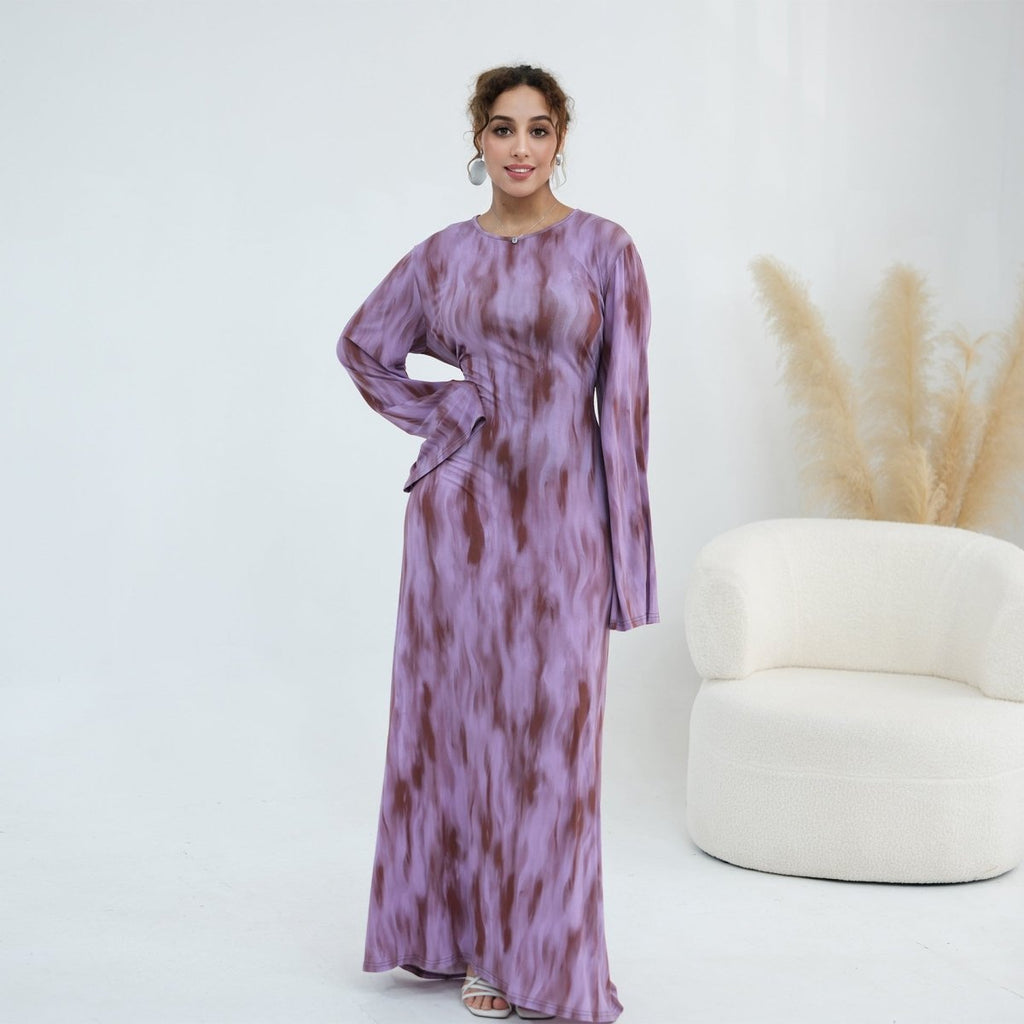 Print Stretch Maxi Dress(MS429)
