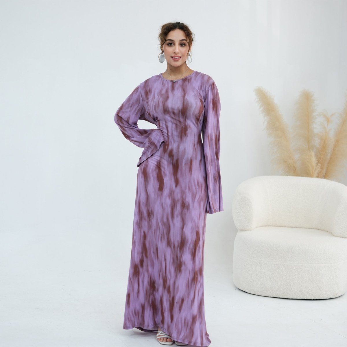 Print Stretch Maxi Dress(MS429)