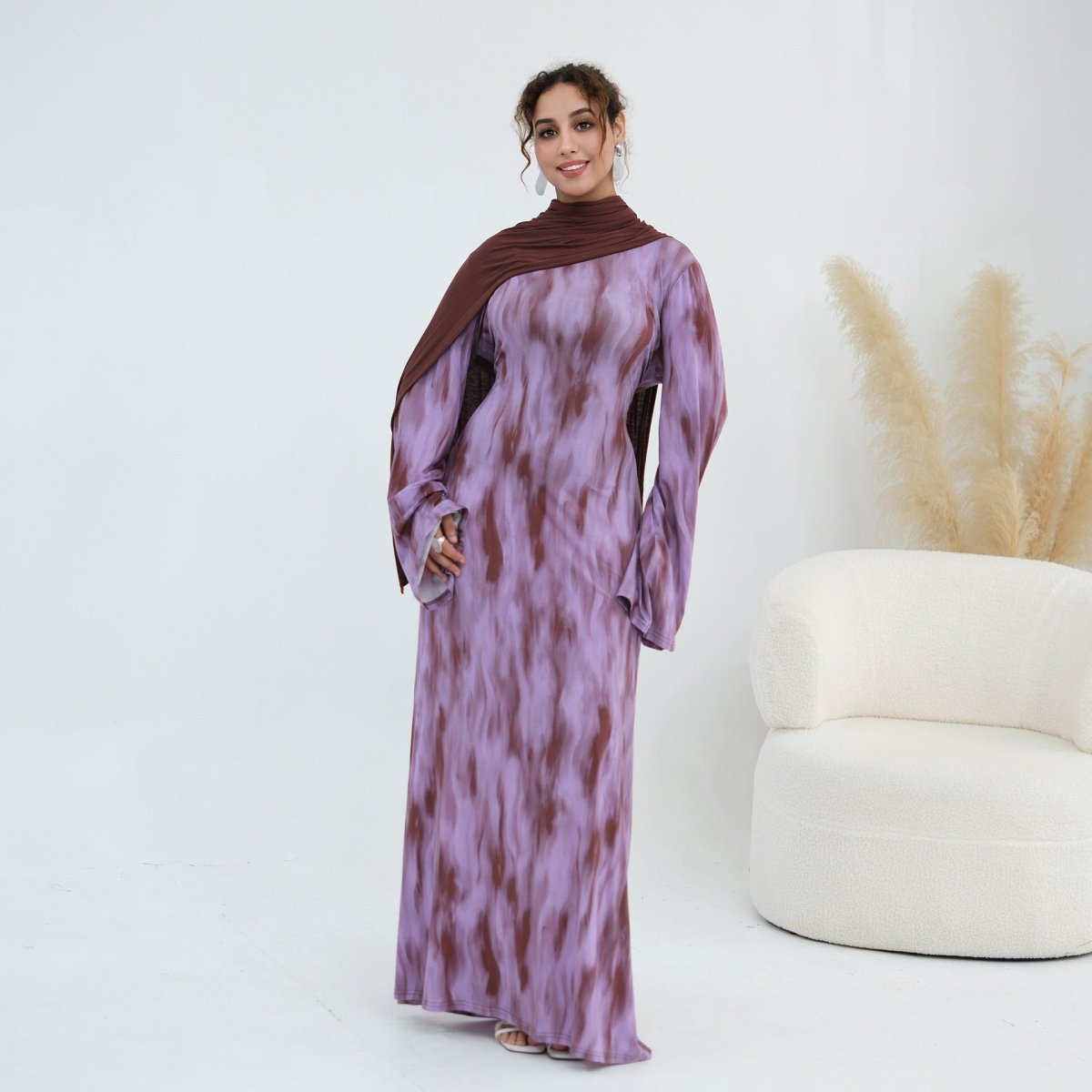 Print Stretch Maxi Dress(MS429)