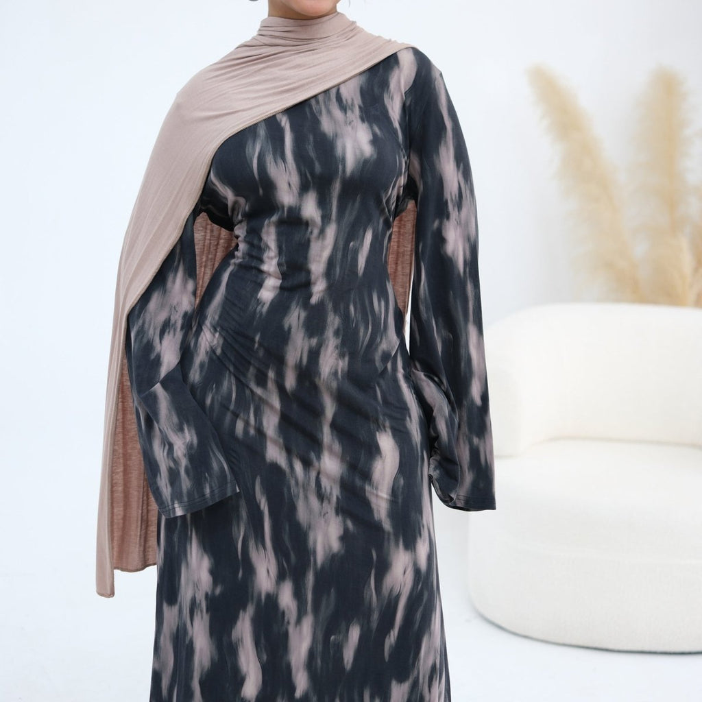 Print Stretch Maxi Dress(MS429)