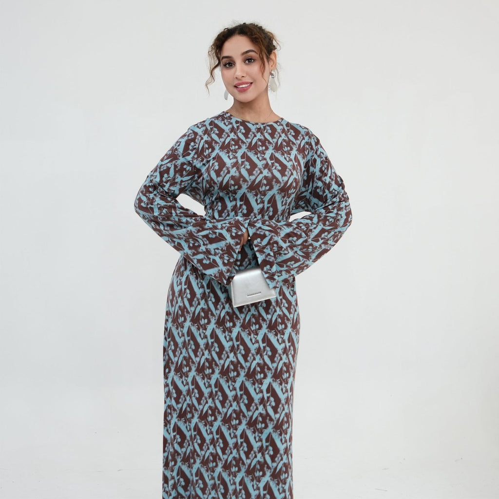 Print Stretch Maxi Dress(MS429)