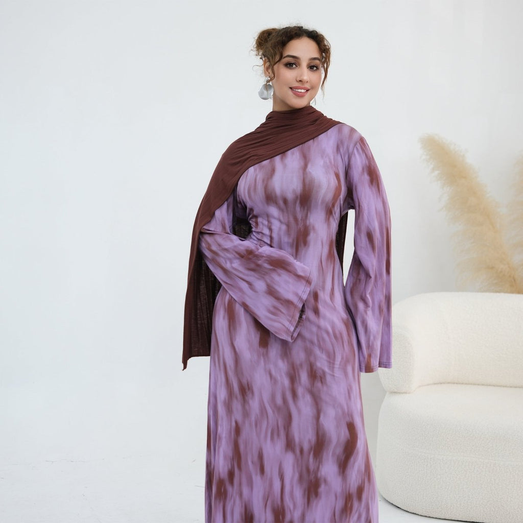 Print Stretch Maxi Dress(MS429)