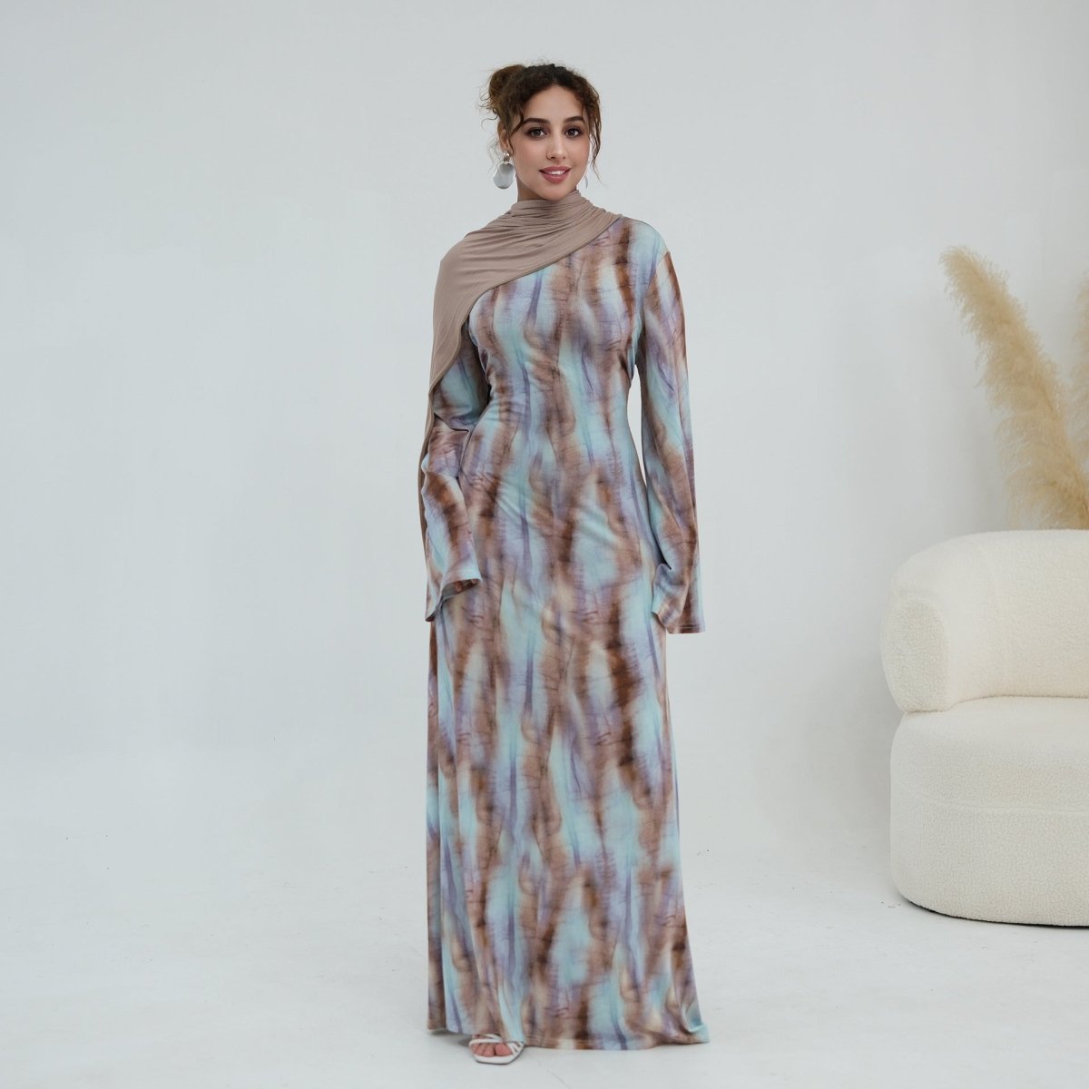Print Stretch Maxi Dress(MS429)