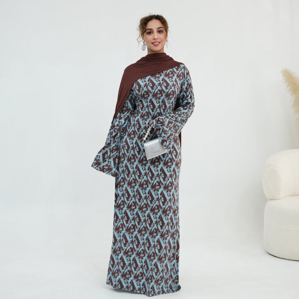 Print Stretch Maxi Dress(MS429)