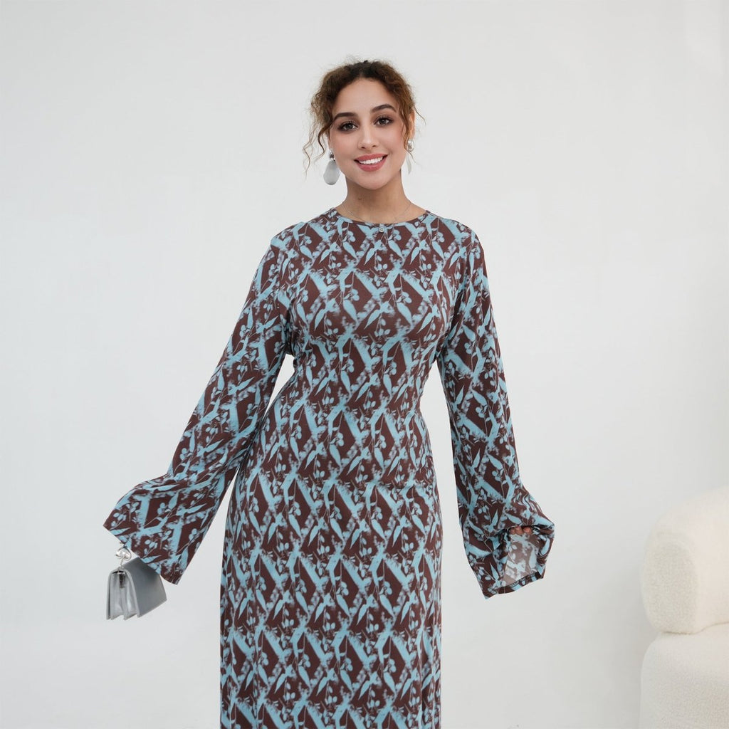 Print Stretch Maxi Dress(MS429)